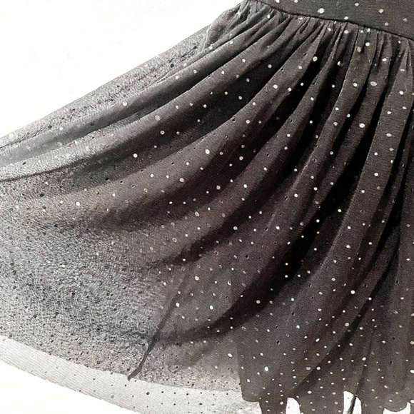 Zara Mini dress LBD Bow detail Black Tulle Sequin Sparkly U shape Open back M - Picture 4 of 13